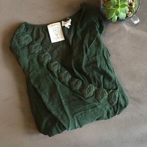 VINTAGE Anthropologie Green Blouse